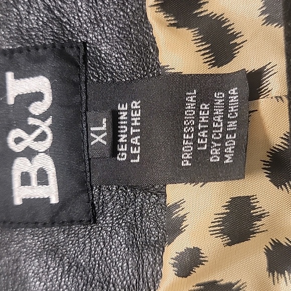 B &J Leather Jacket with Leopard Lining - Picture 3 of 3